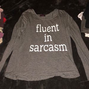 “fluent in sarcasm” long sleeve tee